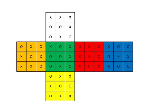 3 en raya en un cubo de rubik 5