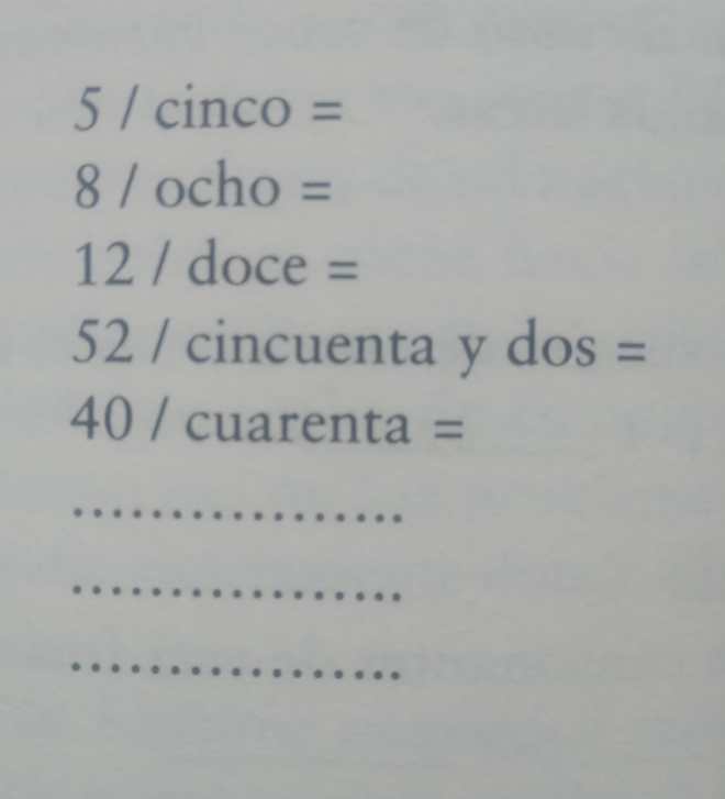 Numeros y nombres 2