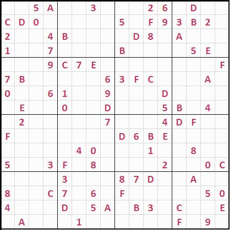 Sudoku hexadecimal 1