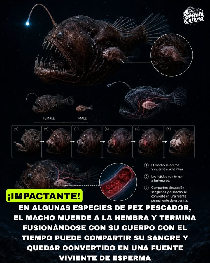 🚨🐟🌑😳 EL PEZ PESCADOR DE LAS PROFUNDIDADES TIENE UNO DE LOS APAREAMIENTOS MÁS EXTRAÑOS DEL REINO ANIMAL