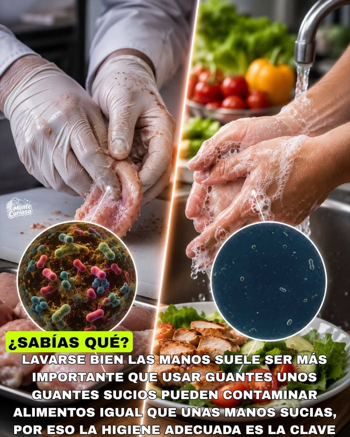 🚨🧤🧼😳 EN MUCHOS CASOS ES MÁS SEGURO MANIPULAR ALIMENTOS CON MANOS BIEN LAVADAS QUE CON GUANTES