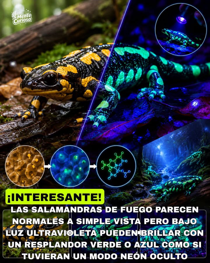 🚨🦎✨😳 EXISTE UNA SALAMANDRA QUE PUEDE BRILLAR BAJO LUZ ULTRAVIOLETA