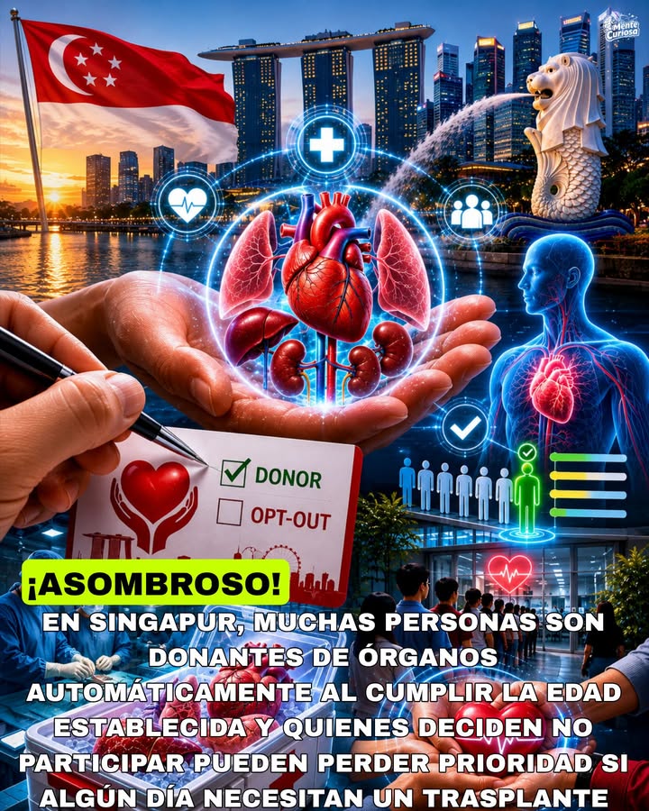 🚨🇸🇬🫀😳 EN SINGAPUR, MUCHOS CIUDADANOS SON CONSIDERADOS DONANTES DE ÓRGANOS POR DEFECTO