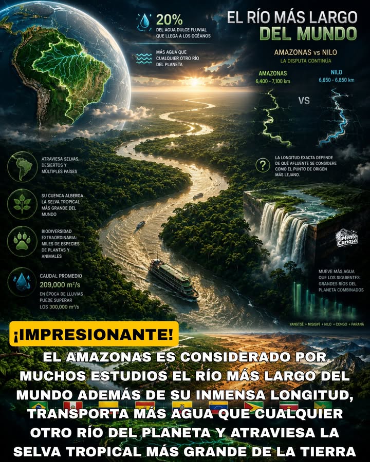🚨🌊😳 EL RÍO MÁS LARGO DEL MUNDO ES TAN EXTENSO QUE ATRAVIESA SELVAS, DESIERTOS Y MÚLTIPLES PAÍSES