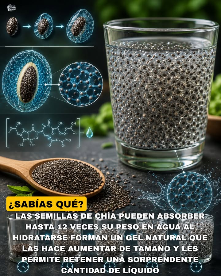 🚨🌱😳 LAS SEMILLAS DE CHÍA PUEDEN ABSORBER HASTA 10 O 12 VECES SU PESO EN AGUA