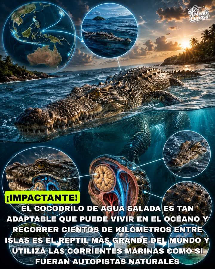 🚨🐊🌊😳 EXISTE UN COCODRILO TAN ADAPTABLE QUE PUEDE PASAR SEMANAS E INCLUSO MESES EN EL MAR ABIERTO
