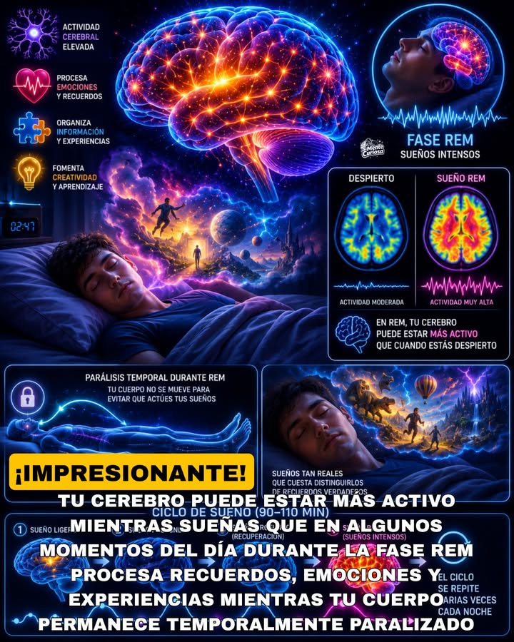 🚨🧠💤😳 TU CEREBRO ESTÁ MÁS ACTIVO DURANTE ALGUNAS FASES DEL SUEÑO QUE CUANDO ESTÁS DESPIERTO
