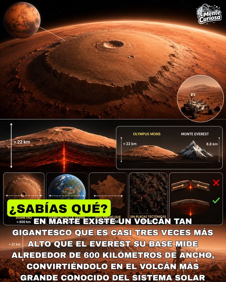 🚨🔴🪐😳 EN MARTE EXISTE UN VOLCÁN TAN GRANDE QUE EL EVEREST PARECE PEQUEÑO A SU LADO