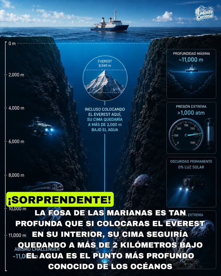 🚨🌊😳 LA FOSA DE LAS MARIANAS ES TAN PROFUNDA QUE SI COLOCARAS EL EVEREST EN SU INTERIOR, SU CIMA SEGUIRÍA QUEDANDO A MÁS DE 2 KIL...