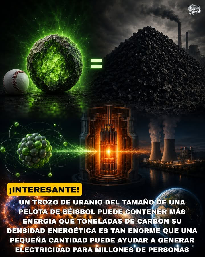 🚨☢️😳 UN TROZO DE URANIO DEL TAMAÑO DE UNA PELOTA DE BÉISBOL CONTIENE MÁS ENERGÍA QUE TONELADAS DE CARBÓN