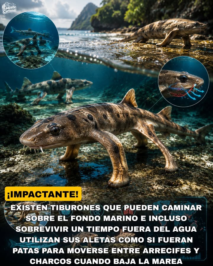🚨🦈🚶😳 EXISTEN TIBURONES QUE PUEDEN "CAMINAR" SOBRE EL FONDO MARINO E INCLUSO PASAR TIEMPO FUERA DEL AGUA
