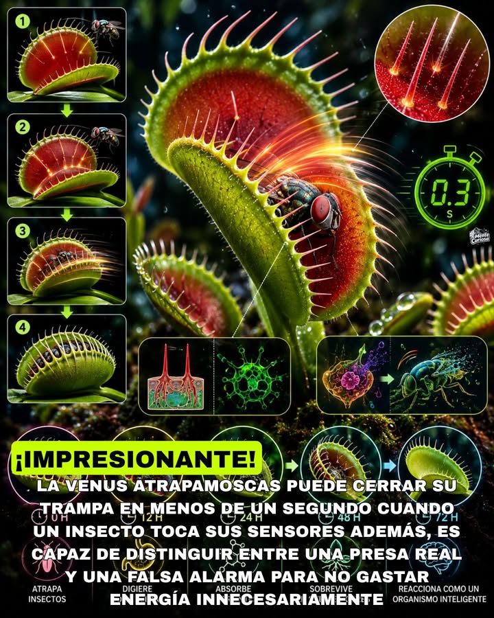 🚨🌱🪰😳 EXISTE UNA PLANTA CARNÍVORA QUE PUEDE CERRAR SU TRAMPA EN MENOS DE UN SEGUNDO