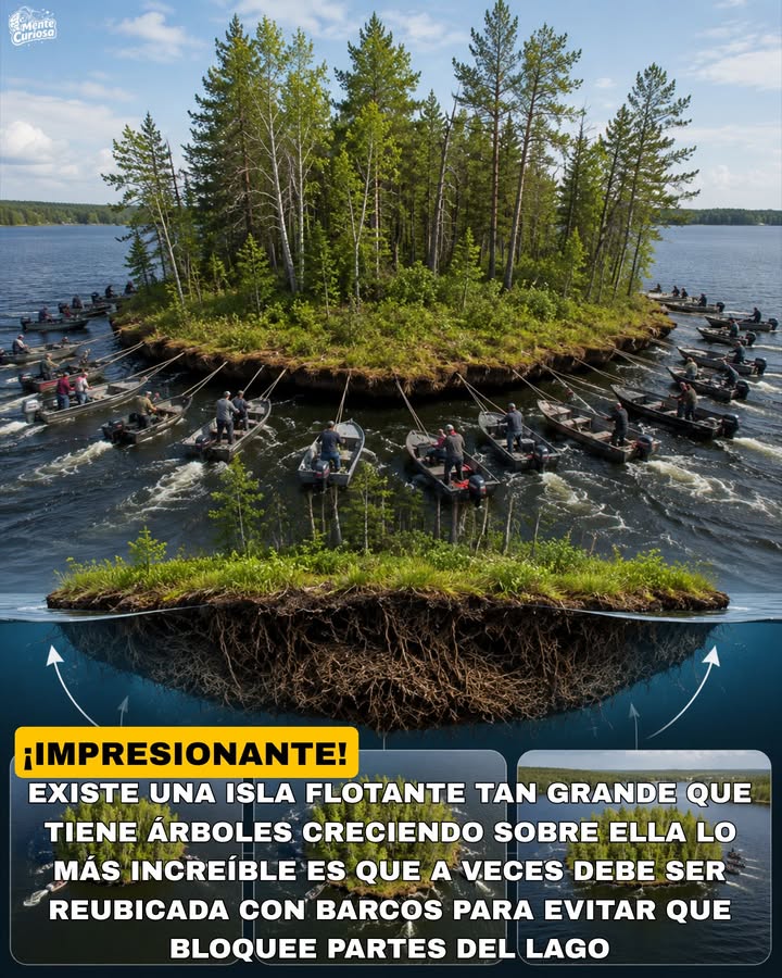 🚨🏝️🌳😳 EXISTE UNA ISLA FLOTANTE TAN GRANDE QUE TIENE ÁRBOLES CRECIENDO SOBRE ELLA