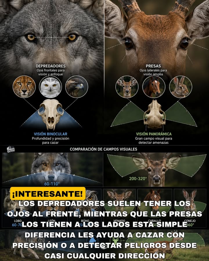 🚨👀🦌😳 PUEDES SABER SI UN ANIMAL ES DEPREDADOR O PRESA SOLO MIRANDO SUS OJOS