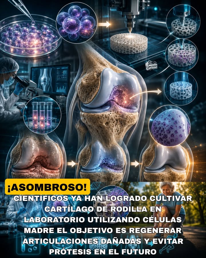 🚨🦵🧬😳 CIENTÍFICOS HAN LOGRADO HACER CRECER CARTÍLAGO DE RODILLA EN LABORATORIO UTILIZANDO CÉLULAS MADRE