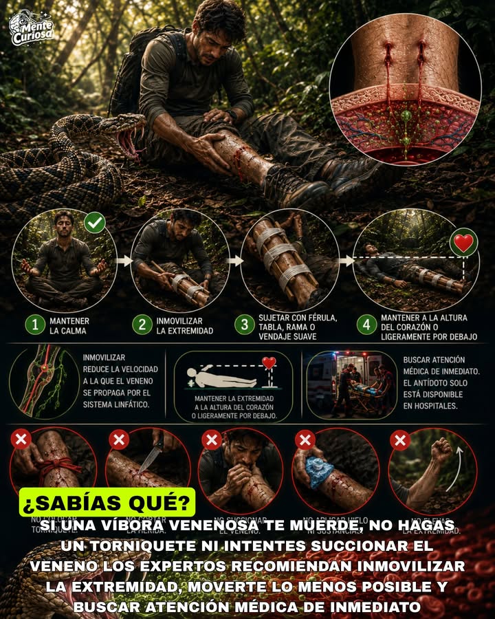 🚨🐍⚠️😳 SI UNA VÍBORA VENENOSA TE MUERDE, LO MÁS IMPORTANTE ES MANTENER LA CALMA Y BUSCAR AYUDA MÉDICA DE INMEDIATO