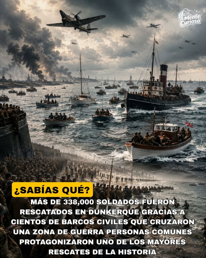 🚨🚢🌊😳 EN 1940, CIENTOS DE BARCOS CIVILES CRUZARON EL CANAL DE LA MANCHA PARA RESCATAR A MÁS DE 338,000 SOLDADOS ATRAPADOS EN DUNK...