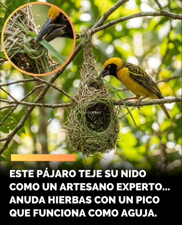 In the trees of African savannahs and forests hang strange grass structures that look like little baskets suspended in the air
