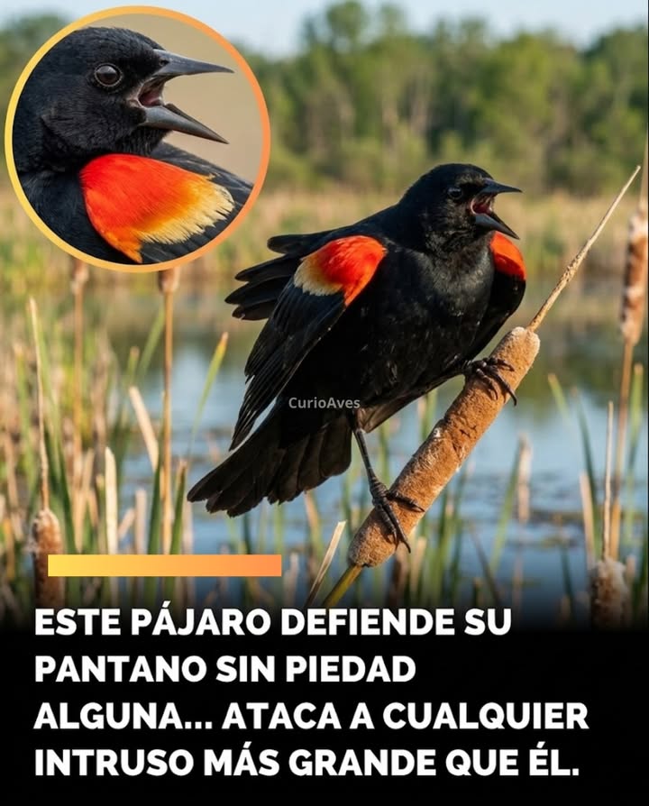 In the swamps, lagoons, and wetlands of North America, a small bird of prey, the neblacke, perches on the reeds while carefully ...
