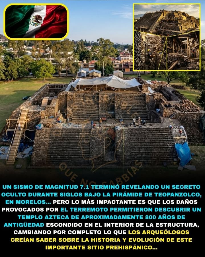🏛️🌎🚨 UN TERREMOTO REVELÓ UN TEMPLO OCULTO DE 800 AÑOS DENTRO DE UNA PIRÁMIDE MEXICANA