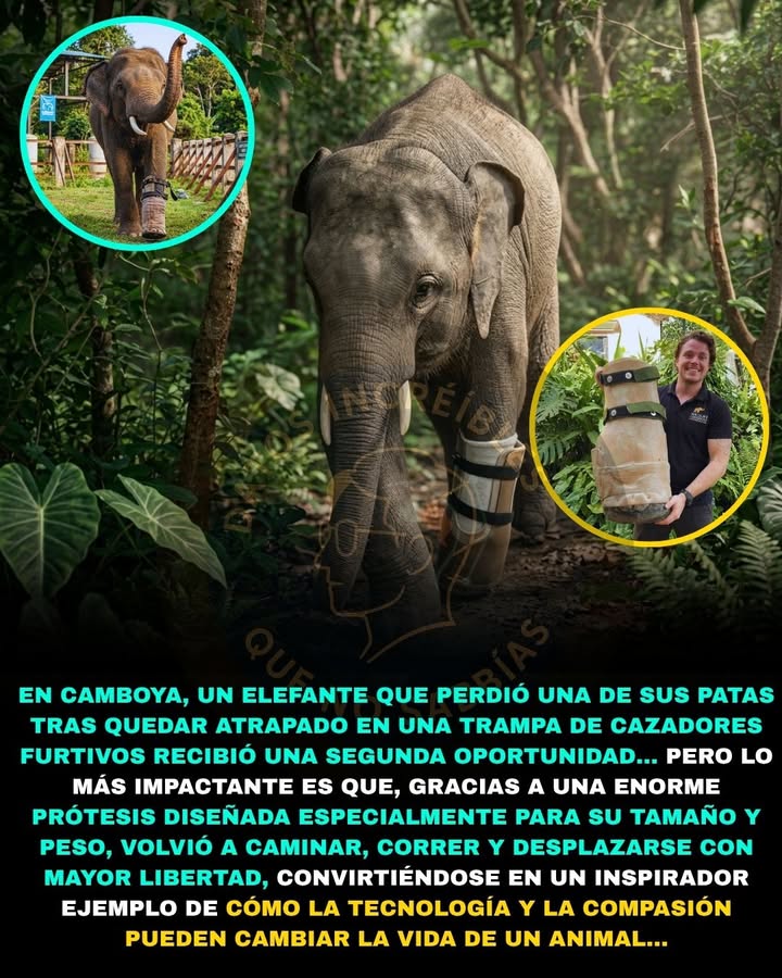 🐘🦿❤️🚨 PERDIÓ UNA PATA POR UNA TRAMPA ILEGAL… Y HOY CAMINA GRACIAS A UNA PRÓTESIS QUE CAMBIÓ SU VIDA