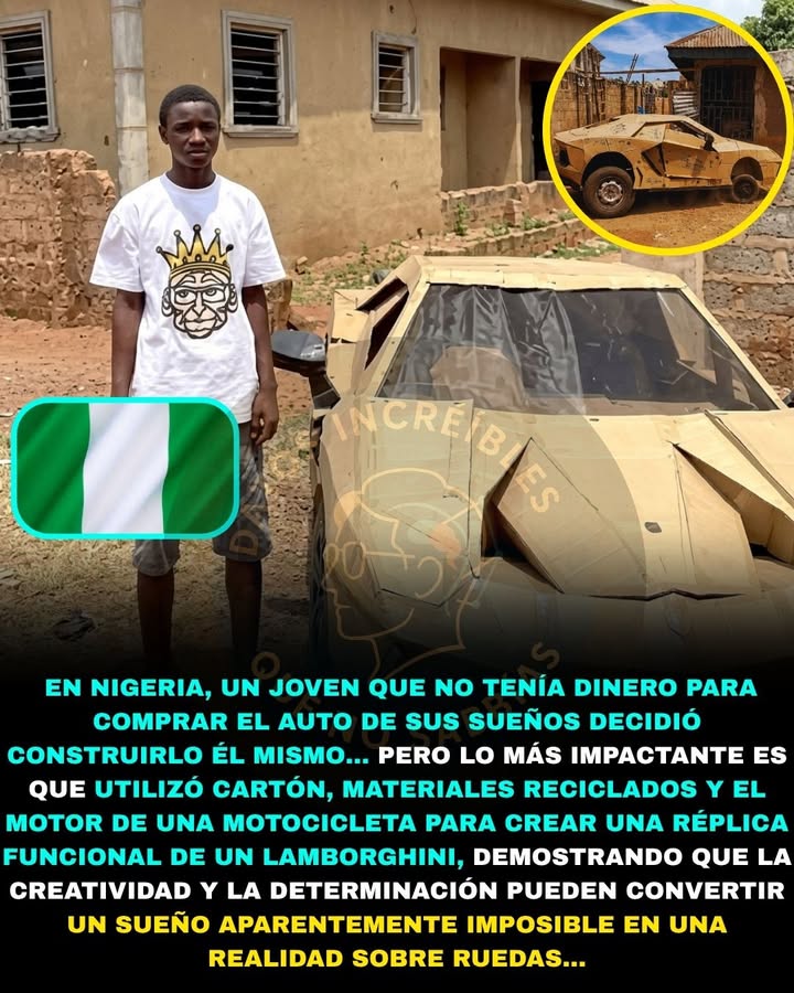 🏎️📦🇳🇬🚨 NO PODÍA COMPRAR UN LAMBORGHINI… ASÍ QUE DECIDIÓ CONSTRUIR EL SUYO CON CARTÓN Y EL MOTOR DE UNA MOTOCICLETA
