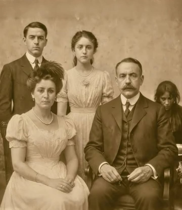 En La Foto De 1910 La Criada Arrodillada Detrás De La Familia… Su Mirada Escondía Hambre