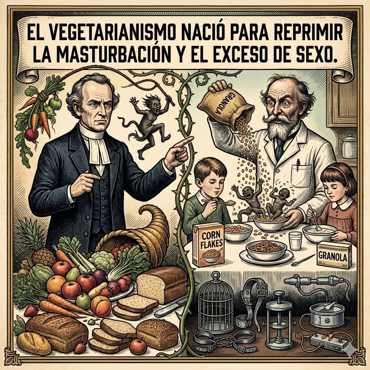 EL VEGETARIANISMO NACIÓ PARA REPRIMIR LA MASTURBACIÓN Y EL EXCESO DE SEXO
