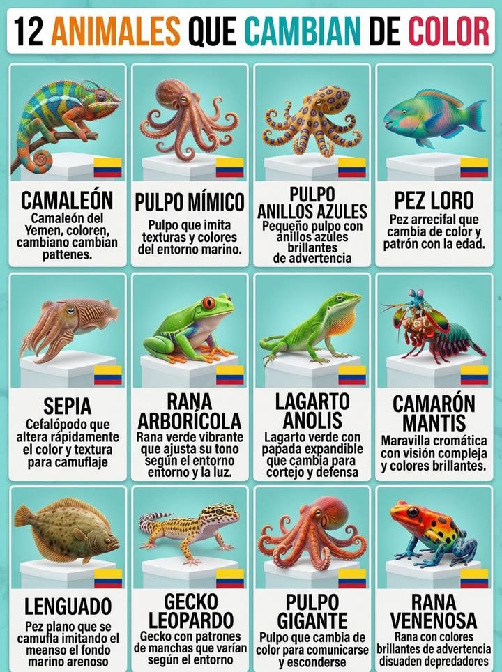 🦎 LOS 12 ANIMALES QUE PUEDEN CAMBIAR DE COLOR