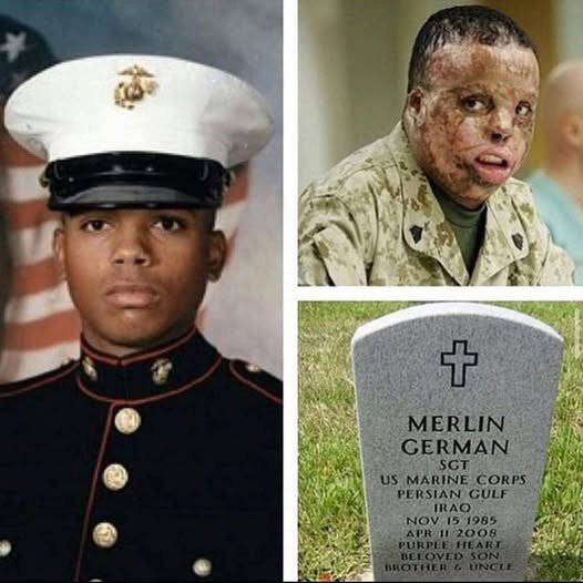 El sargento de la Infantería de Marina, Merlin German, participó en la Operación Libertad Iraquí en 2005 en Anbar, Irak