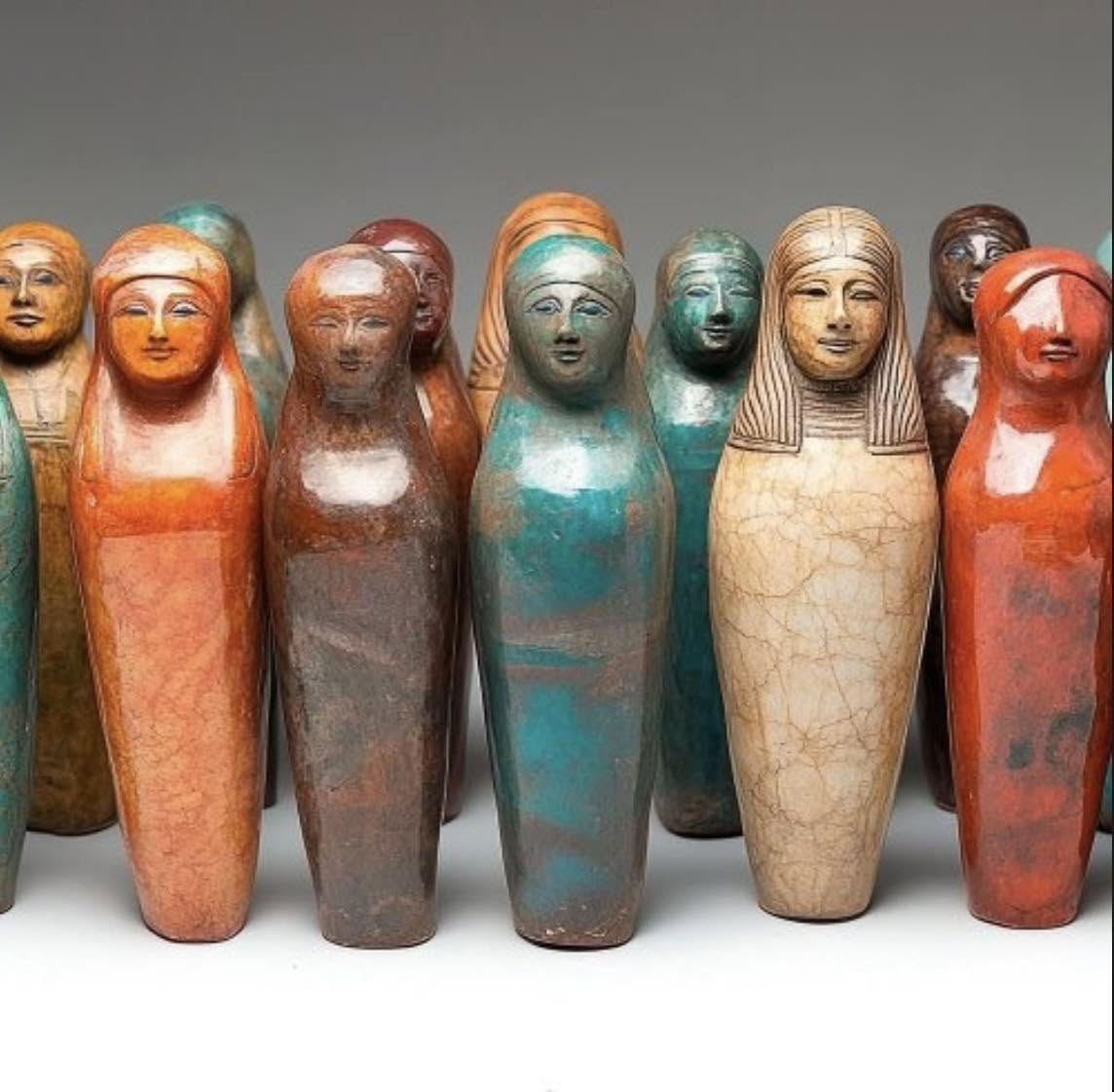 Estos son los vasos canopos, recipientes que se usaban en el Antiguo Egipto durante la momificación para guardar y proteger los órganos internos del...