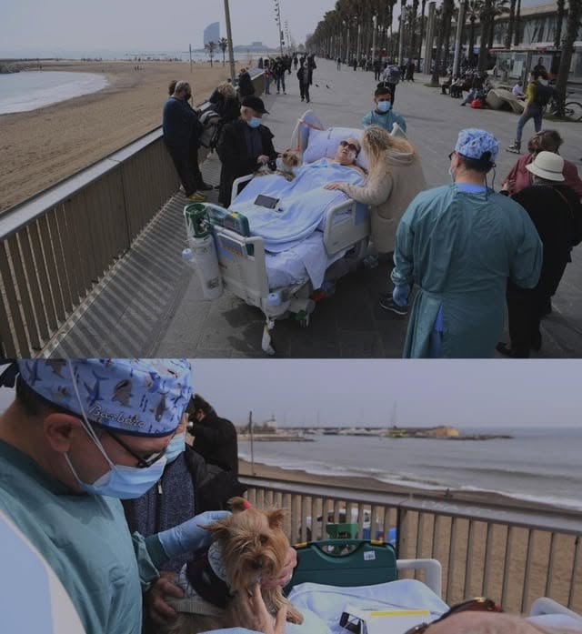 El Hospital Del Mar en Barcelona, España, lleva a los pacientes a la playa para su recuperación