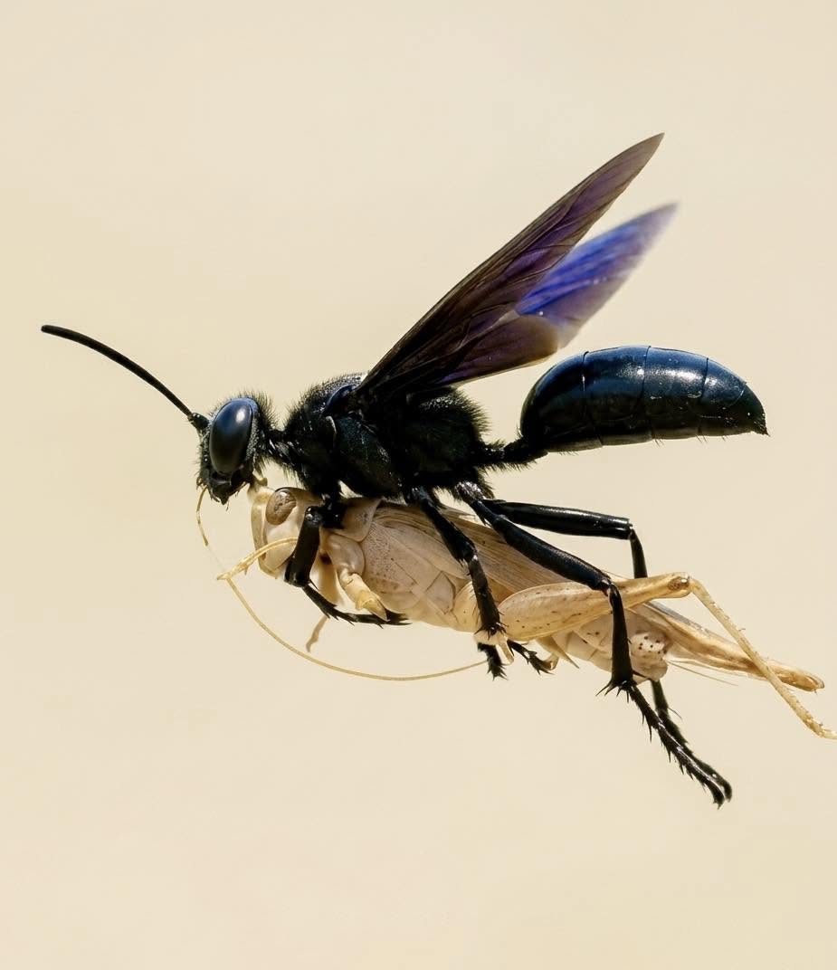 La avispa Sphex, comúnmente conocida como "avispa de las excavadoras", es protagonista de uno de los procesos de supervivencia más perturbadores y p...