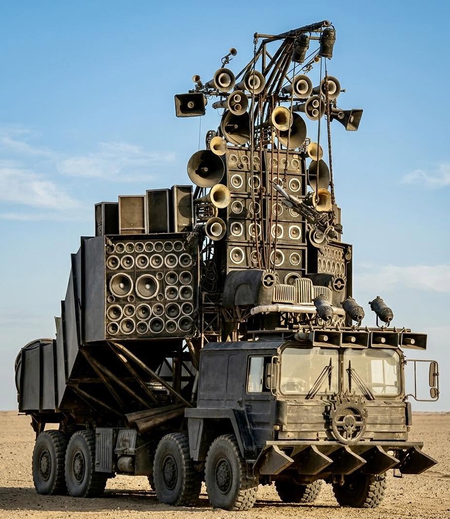 El "Doof Wagon", ese monstruoso escenario rodante que encabezaba la persecución en Mad Max: Fury Road, no fue solo un truco de efectos especiales