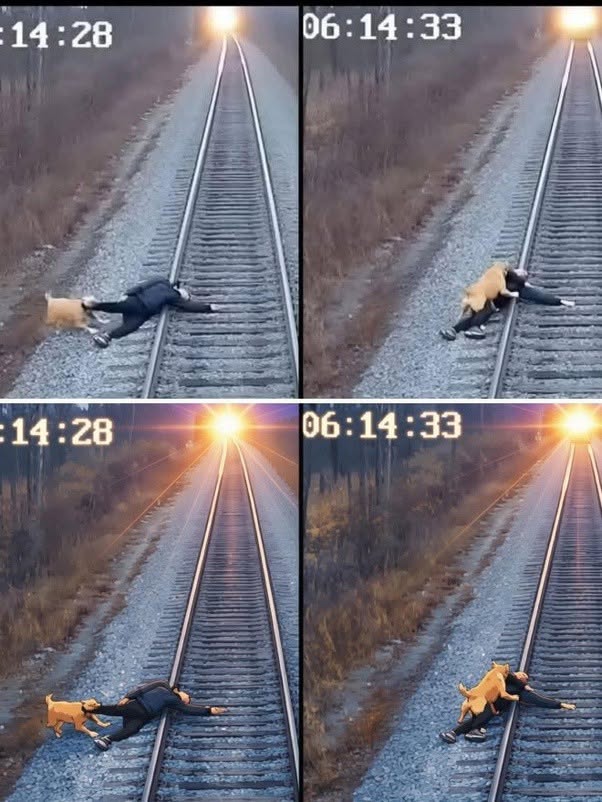 Un día, un hombre estaba trotando cerca de las vías del tren para hacer ejercicio