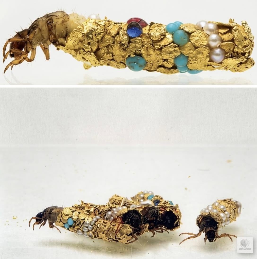 La naturaleza posee arquitectos fascinantes, pero pocos tan minuciosos como las larvas de los tricópteros (caddisflies)