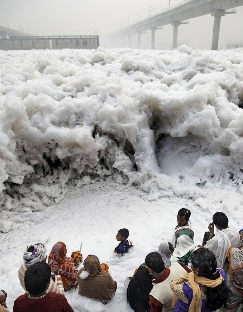 Lo que parece un paisaje cubierto de nieve es, en realidad, una de las crisis ambientales más impactantes del planeta