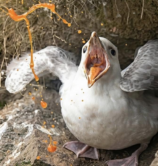 Los vikingos lo llamaban fulmaro, que en su idioma nativo significaba literalmente "gaviota apestosa"