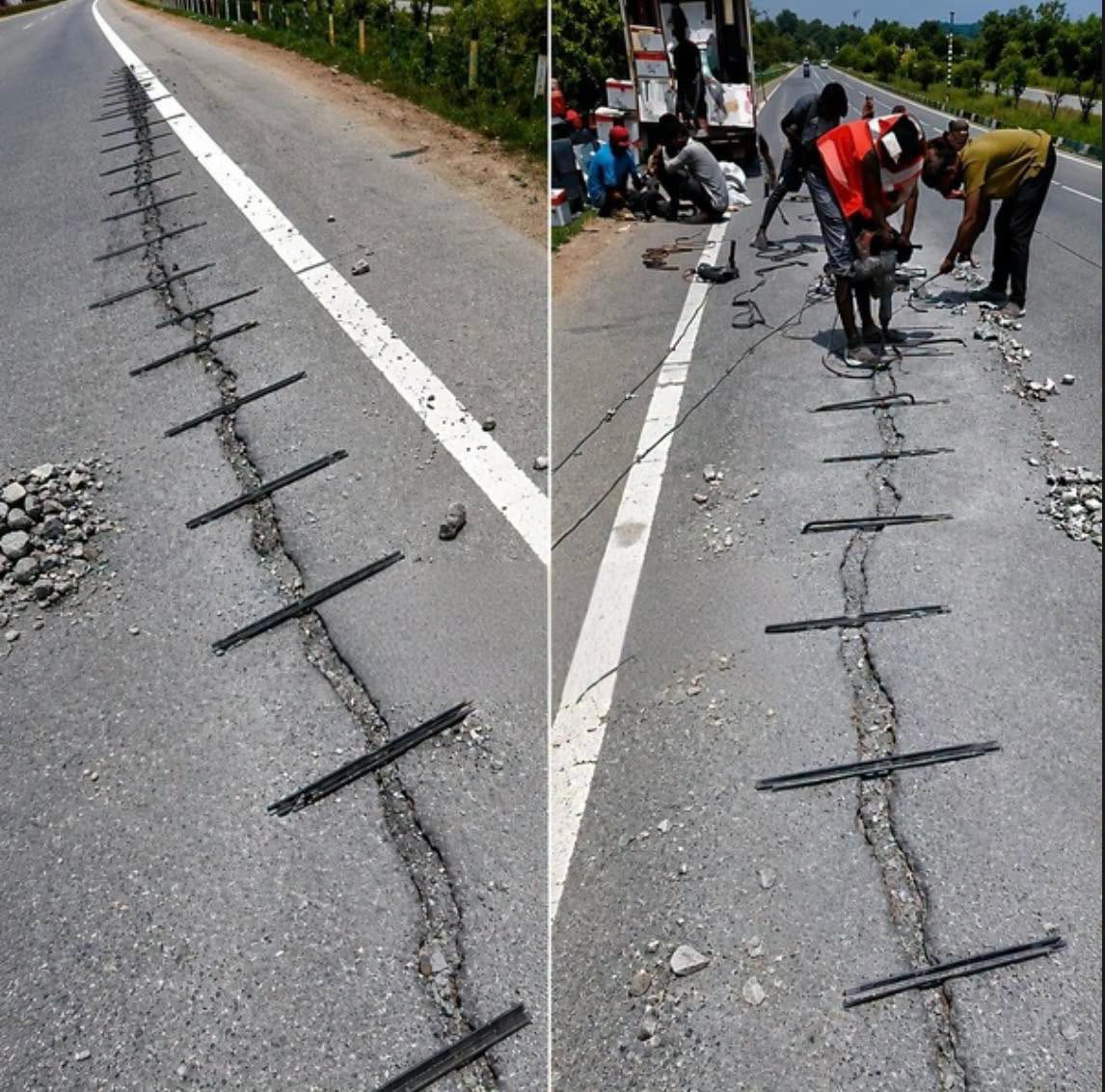 A primera vista, la imagen parece una de esas soluciones improvisadas que te hacen dudar de la ingeniería moderna: una grieta enorme en medio de la c...