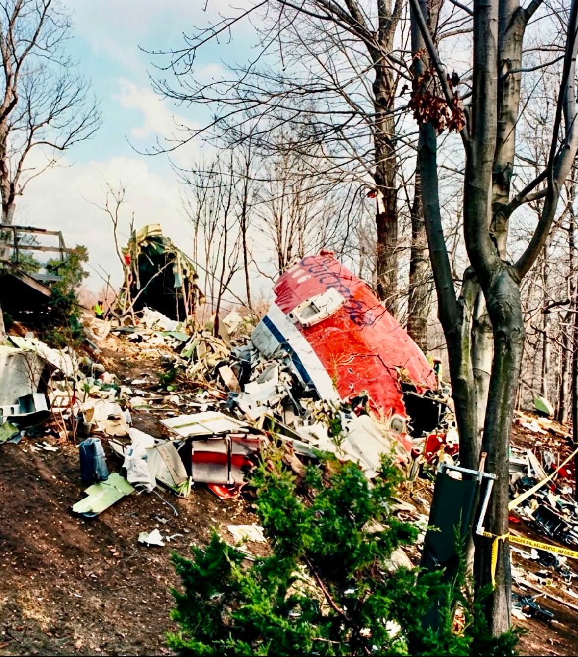 En una ladera boscosa de Long Island, Nueva York, descansan los restos destrozados de un gigante del aire